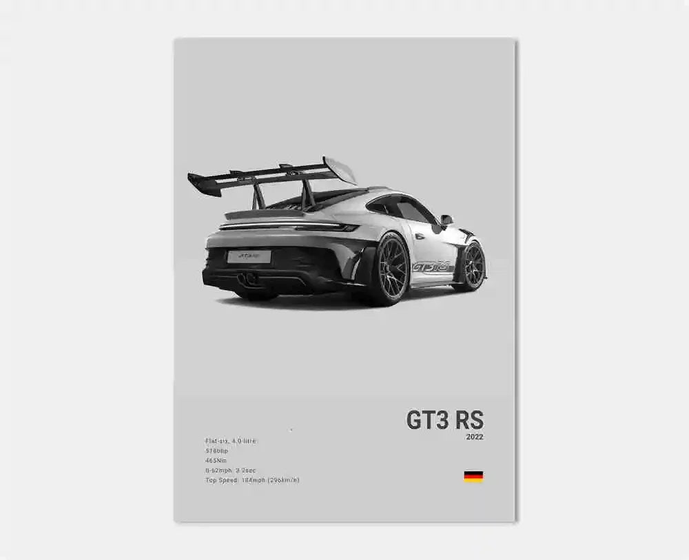 Toile Imprimée Porsche GT3 RS 2022 (Gris)