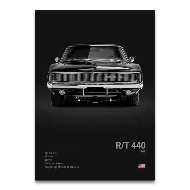 Toile Imprimée Dodge Charger R/T (Noir)