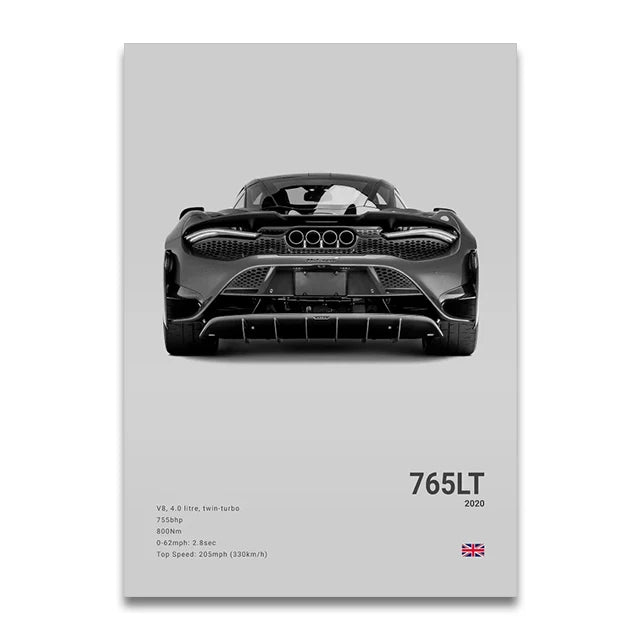 Toile Imprimée Mclaren 765LT (Gris)