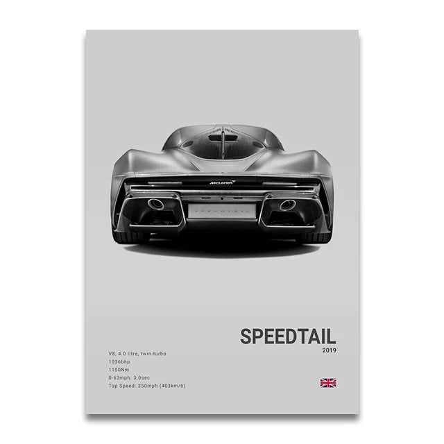 Toile Imprimée Mclaren Speedtail (Gris)