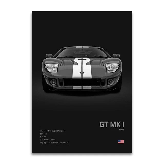 Toile Imprimée Ford GT 2004 (Noir)