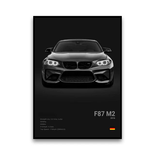Toile Imprimée BMW F87 M2 (Noir)
