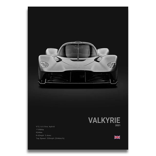 Toile Imprimée Aston Martin Valkyrie (Noir)