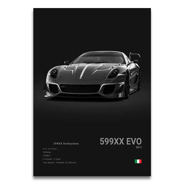 Toile Imprimée Ferrari 599XX Evo (Noir)