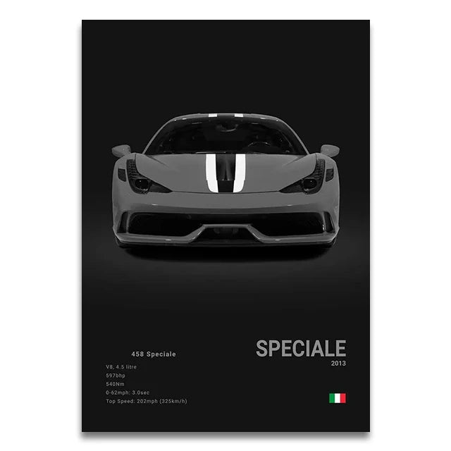 Toile Imprimée Ferrari 458 Speciale (Noir)