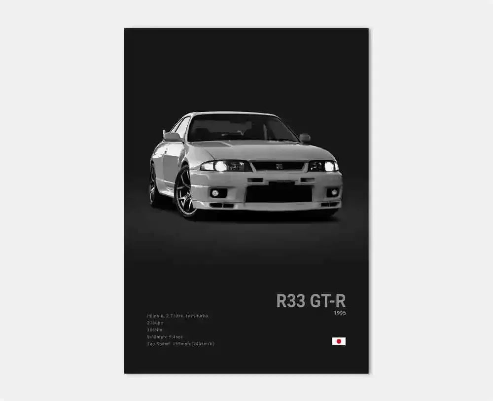 Toile Imprimée Nissan GTR R33 (Noir)