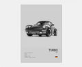Toile Imprimée Porsche Turbo (Gris)