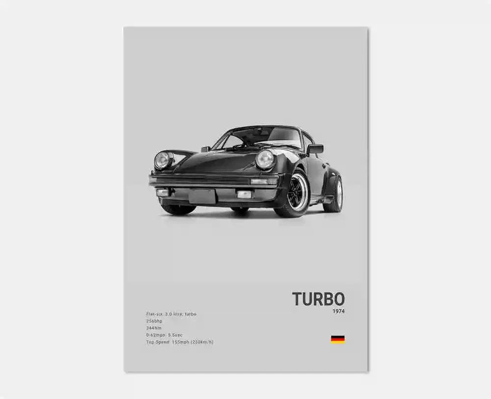 Toile Imprimée Porsche Turbo (Gris)