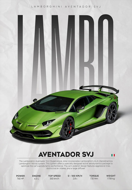 Toile Lamborghini Avantador SVJ