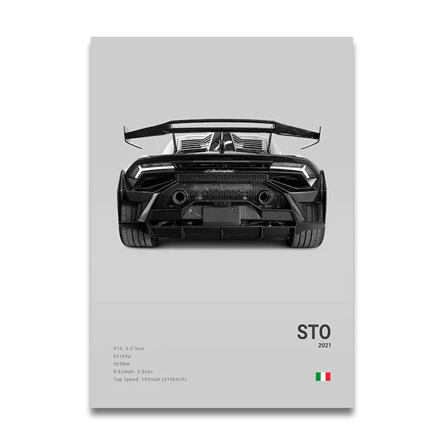 Toile Imprimée Lamborghini Huracan STO (Gris)