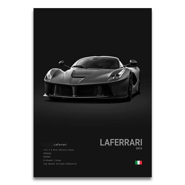 Toile Imprimée Ferrari LaFerrari (Noir)