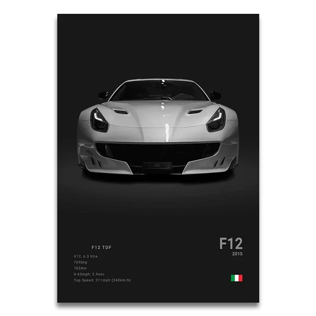 Toile Imprimée Ferrari F12 TDF (Noir)