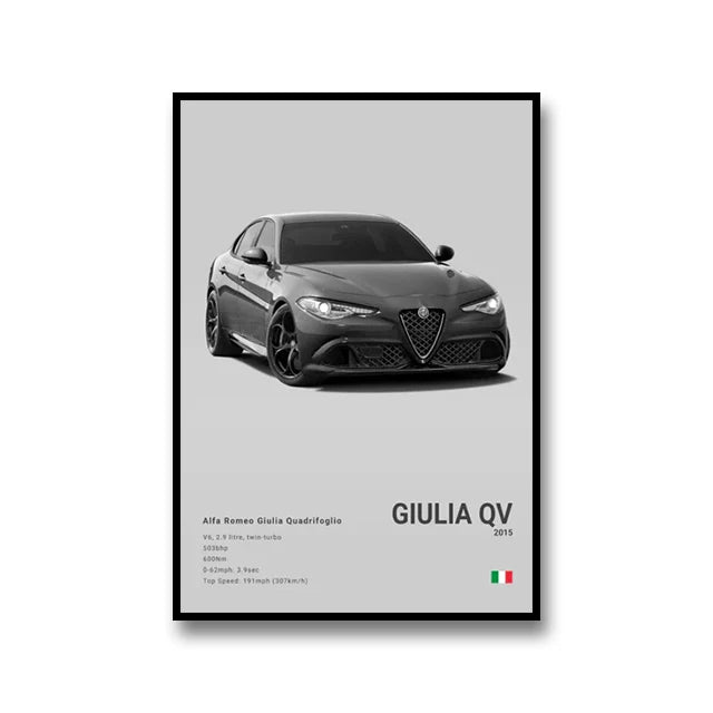 Toile Imprimée Alfa Roméo Giulia QV (Gris)