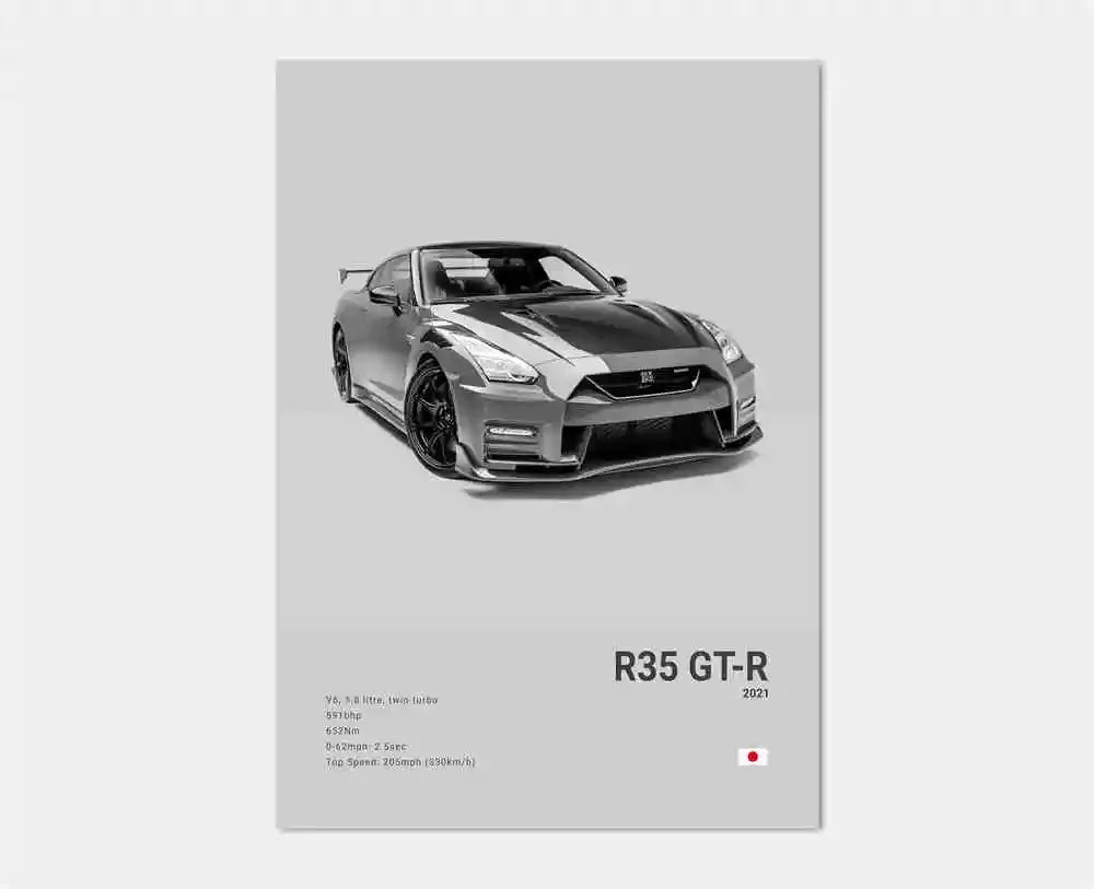 Toile Imprimée Nissan GTR R35 Nismo (Gris)
