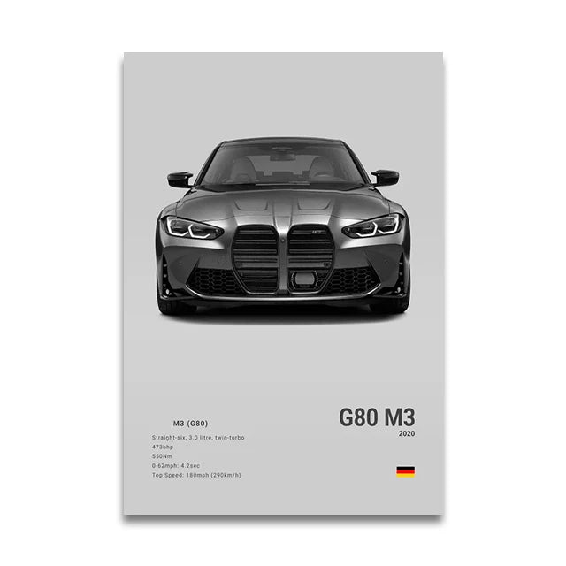 Toile Imprimée BMW G80 M3 (Gris)