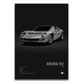 Toile Imprimée Lamborghini Miura SV (Noir)