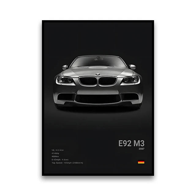 Toile Imprimée BMW E92 M3 (Noir)