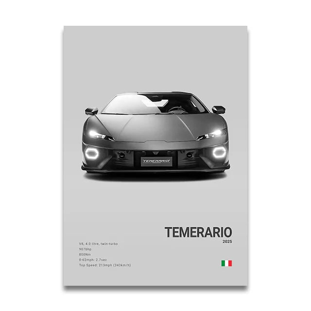 Toile Imprimée Lamborghini Temerario (Gris)