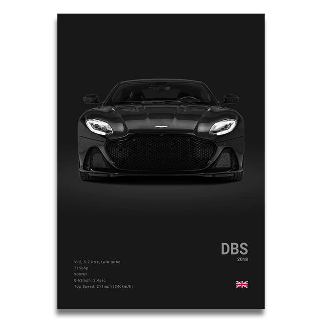 Toile Imprimée Aston Martin DBS 2018 (Noir)