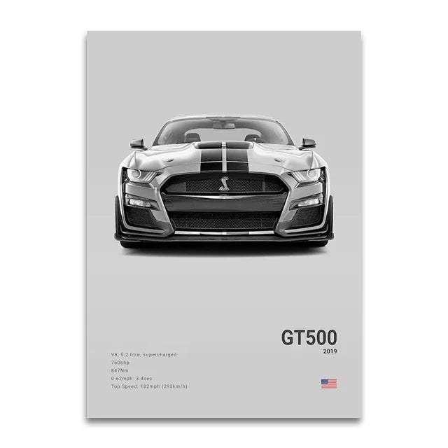 Toile Imprimée Ford Shelby GT500 2019 (Gris)