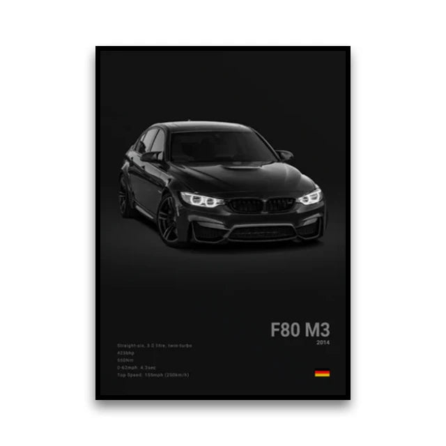 Toile Imprimée BMW F80 M3 (Noir)
