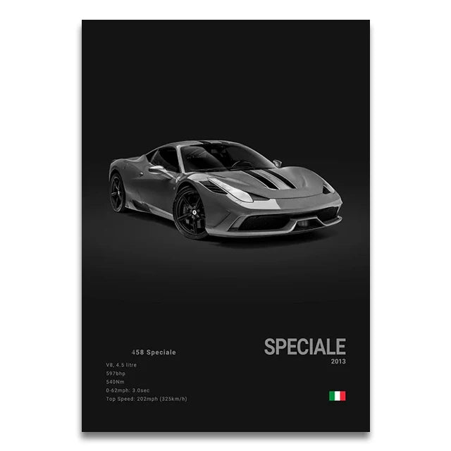 Toile Imprimée Ferrari 458 Speciale (Noir)