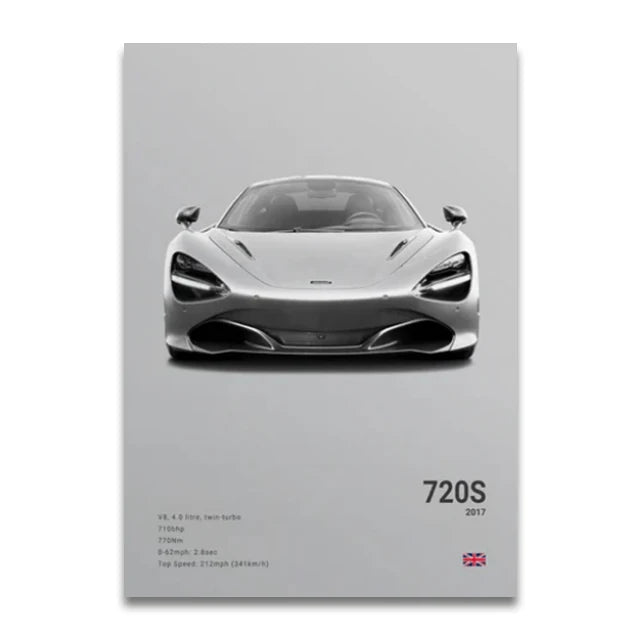 Toile Imprimée Mclaren 720s (Gris)