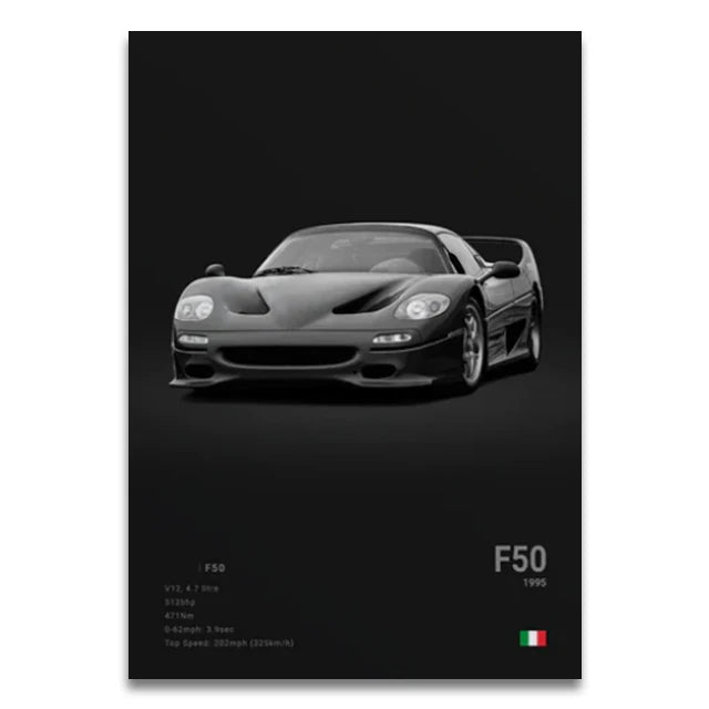 Toile Imprimée Ferrari F50 (Noir)
