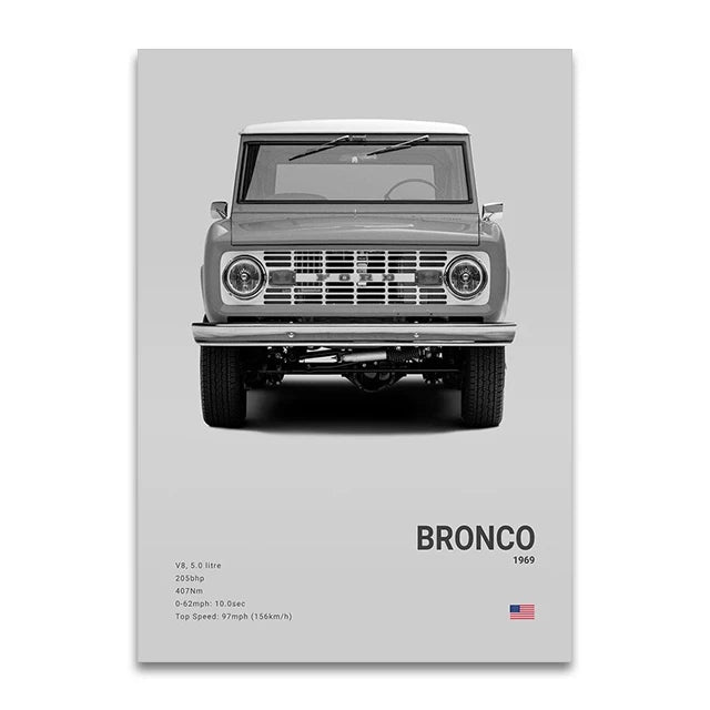 Toile Imprimée Ford Bronco (Gris)