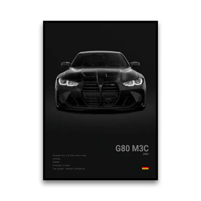 Toile Imprimée BMW G80 M3C (Noir)