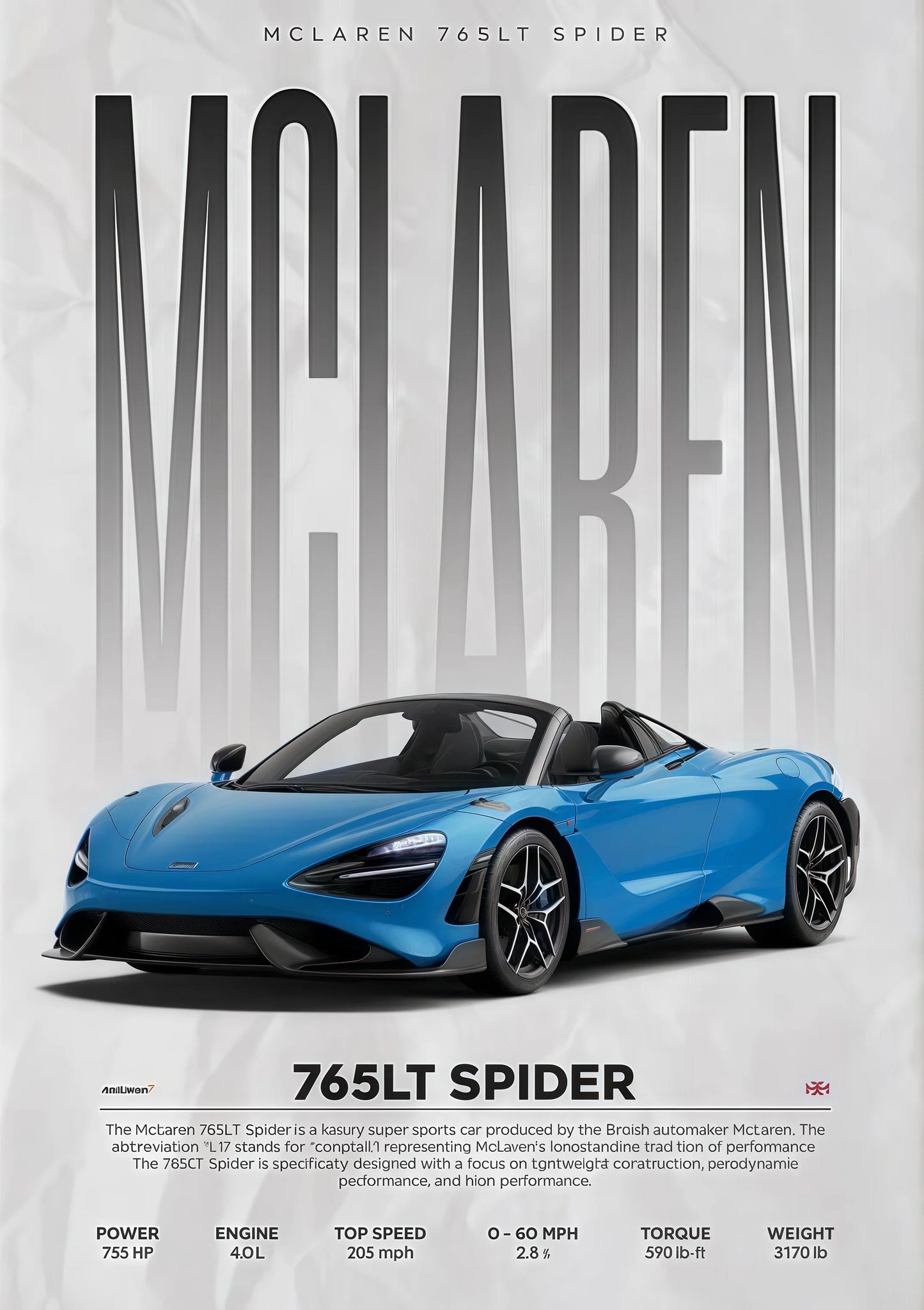 Toile Mclaren 765LT Spider