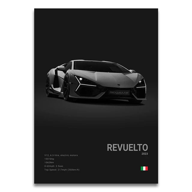 Toile Imprimée Lamborghini Revuelto (Noir)