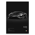 Toile Imprimée Lamborghini Sián (Noir)