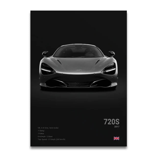 Toile Imprimée Mclaren 720s (Noir)
