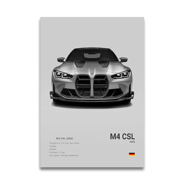 Toile Imprimée BMW G82 M4 CSL (Gris)