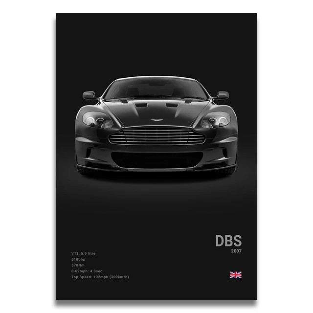 Toile Imprimée Aston Martin DBS 2007 (Noir)