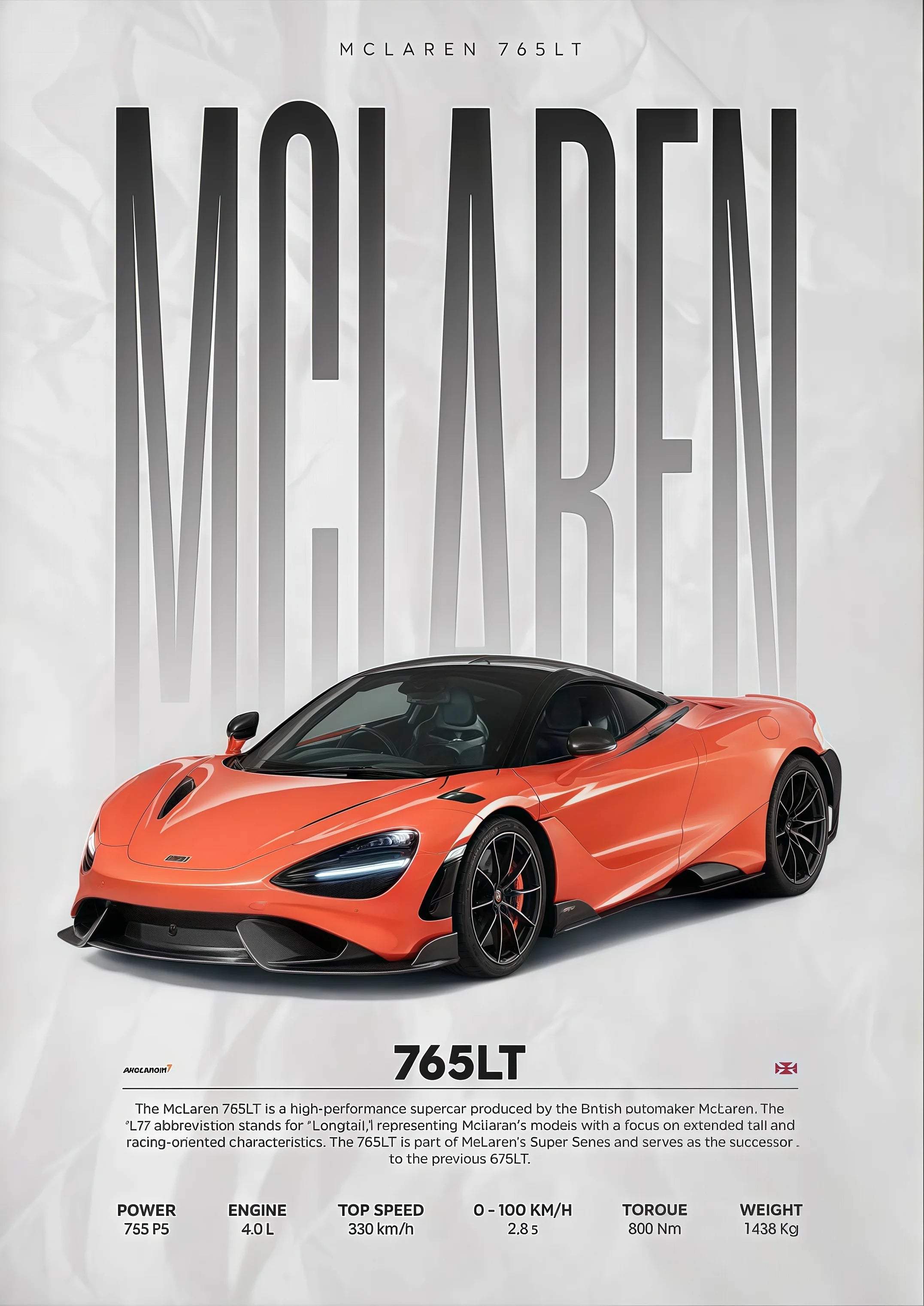 Toile Imprimée Mclaren 765LT